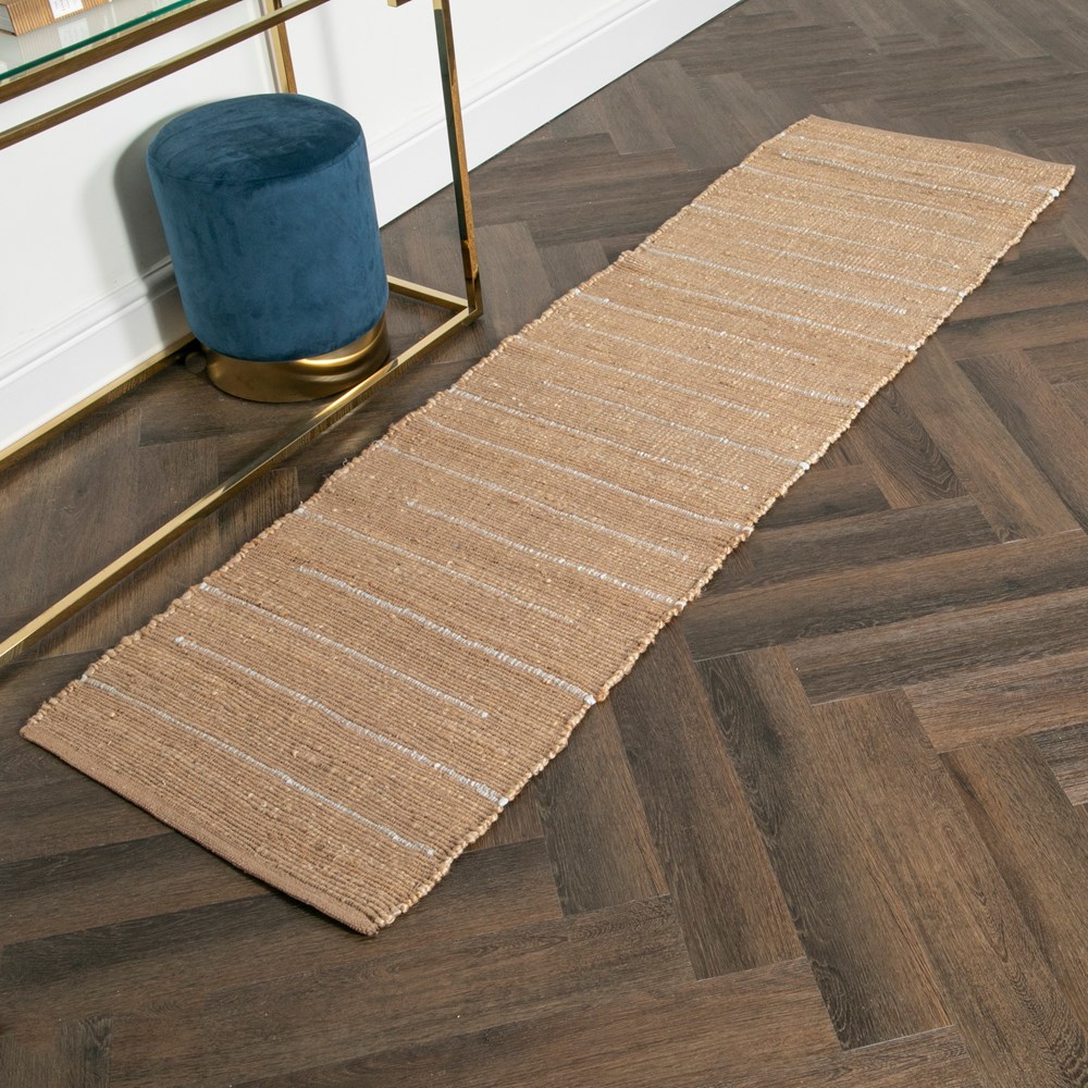 Bali Coastal Stripe Jute Runner Rug in Natural